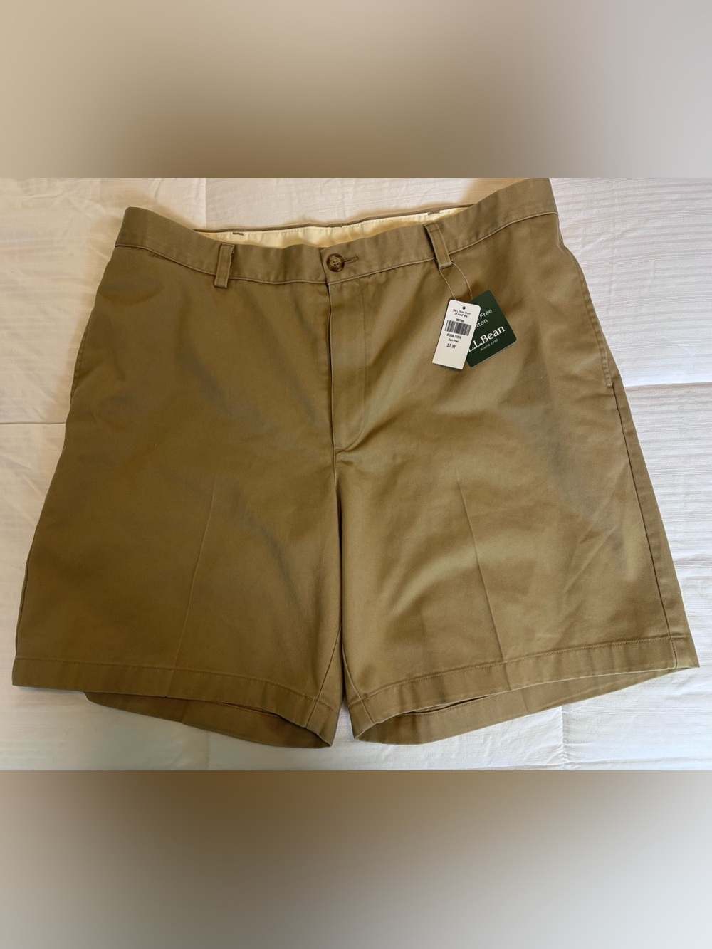 L.L. Bean Men's Flat-Front Tan Cotton Shorts